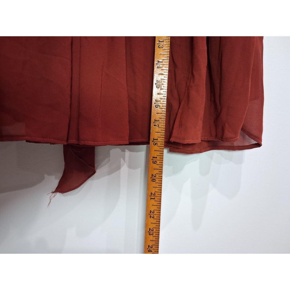 Baltic Born Rust Red Chiffon Flutter Sleeve Wrap Midi Dress Womens Medium - Picture 7 of 7